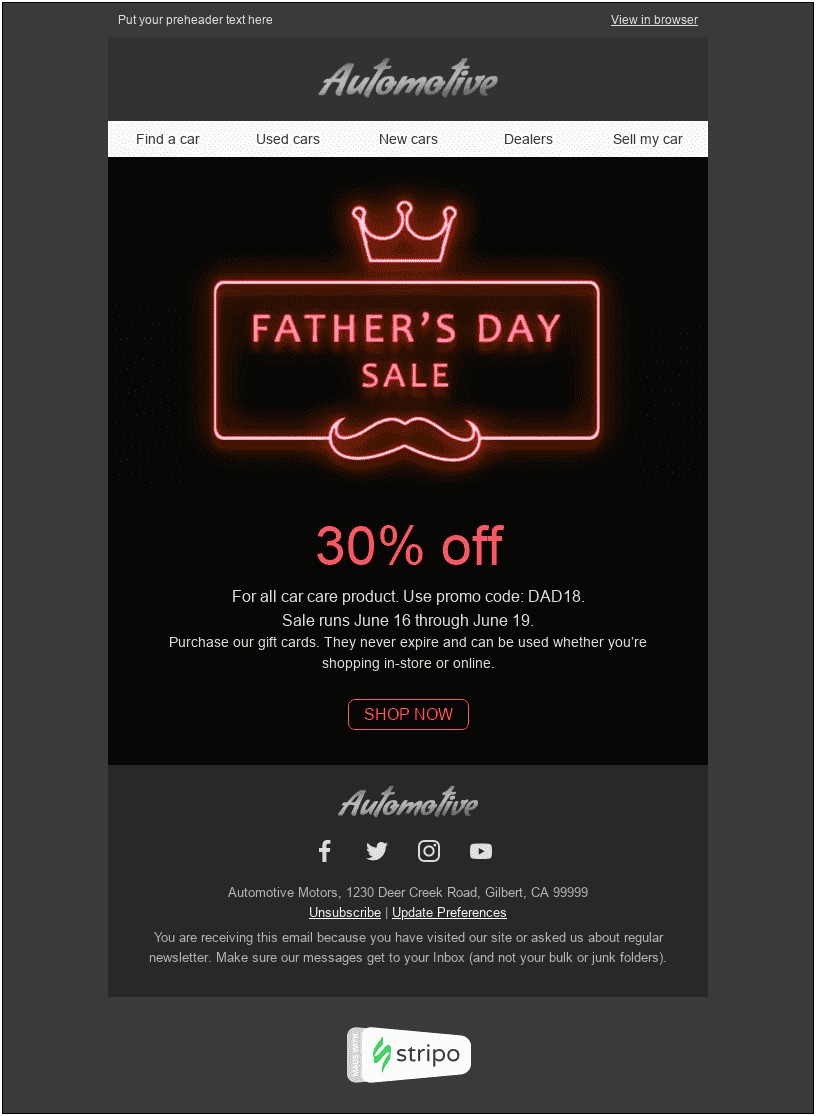 Father's Day Reminder Template Free