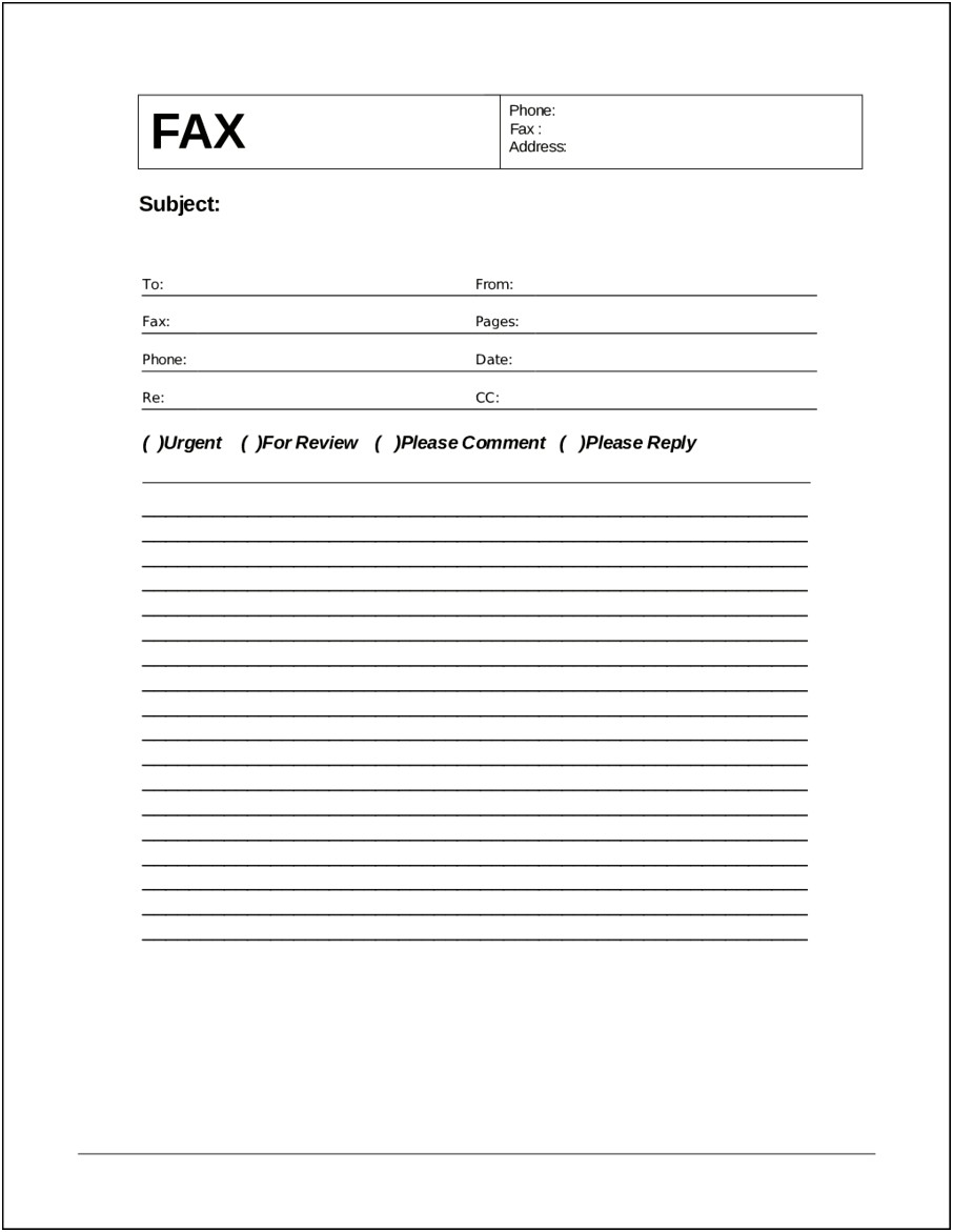 Fax Cover Sheet Template Free Online