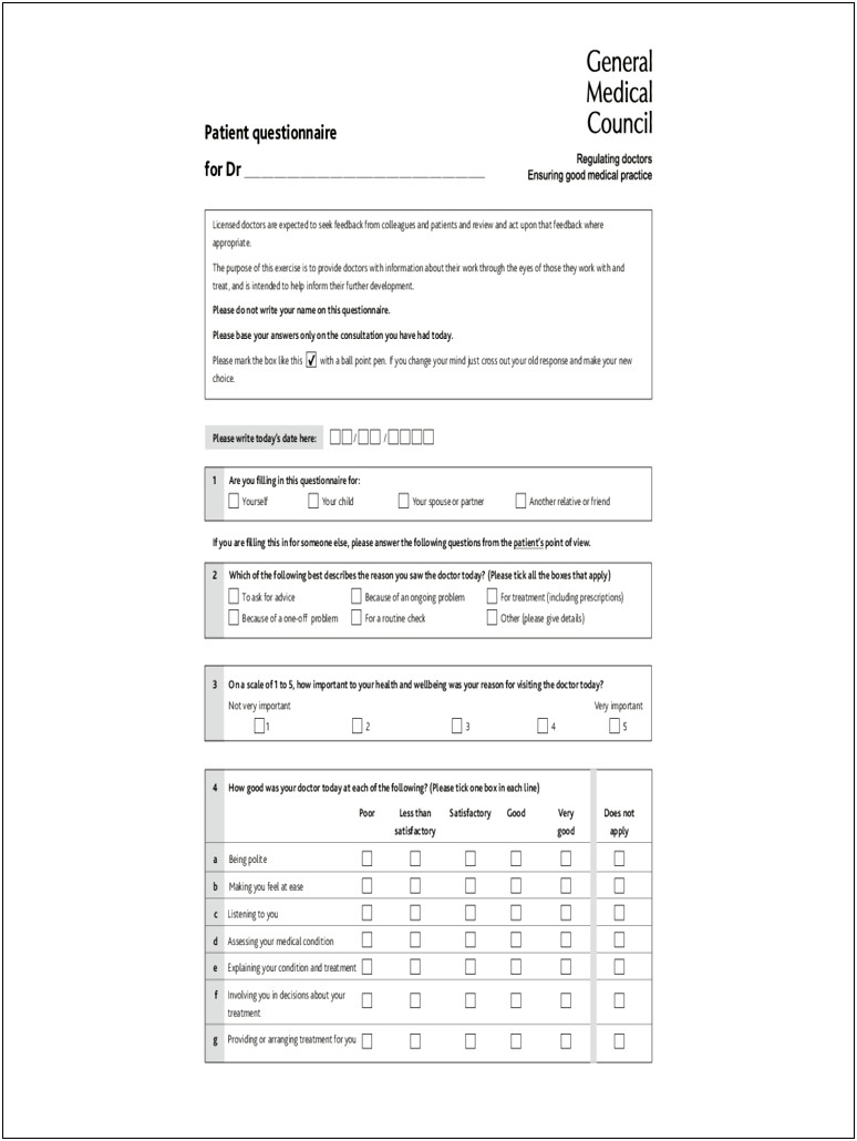 Feedback Form Excel Template Free Download
