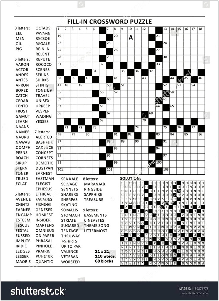 Fill In Crossword Puzzle Template Free Online