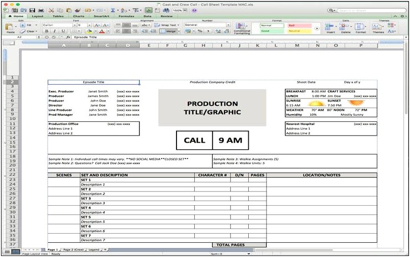 Film Production Schedule Template Free Download