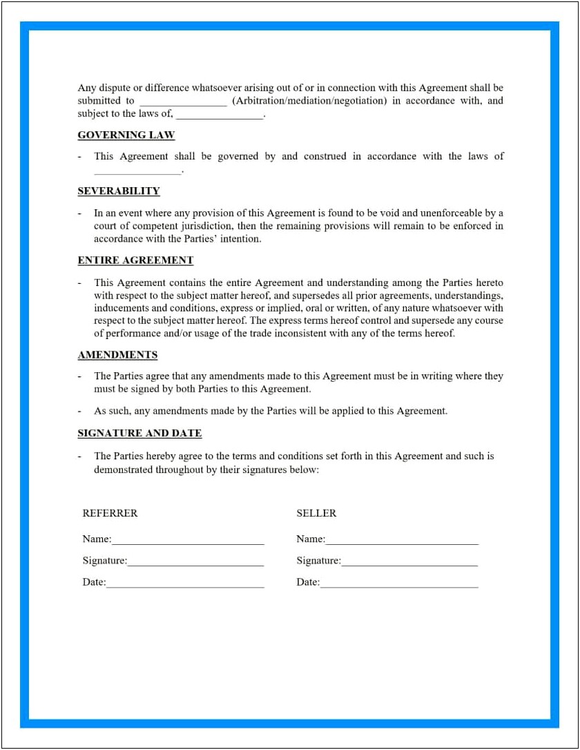 Finders Fee Agreement Template Free California