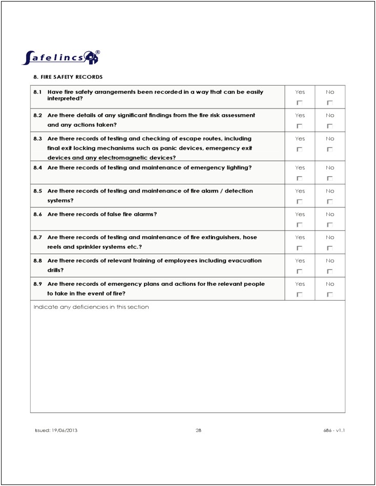 Fire Safety Risk Assessment Template Free