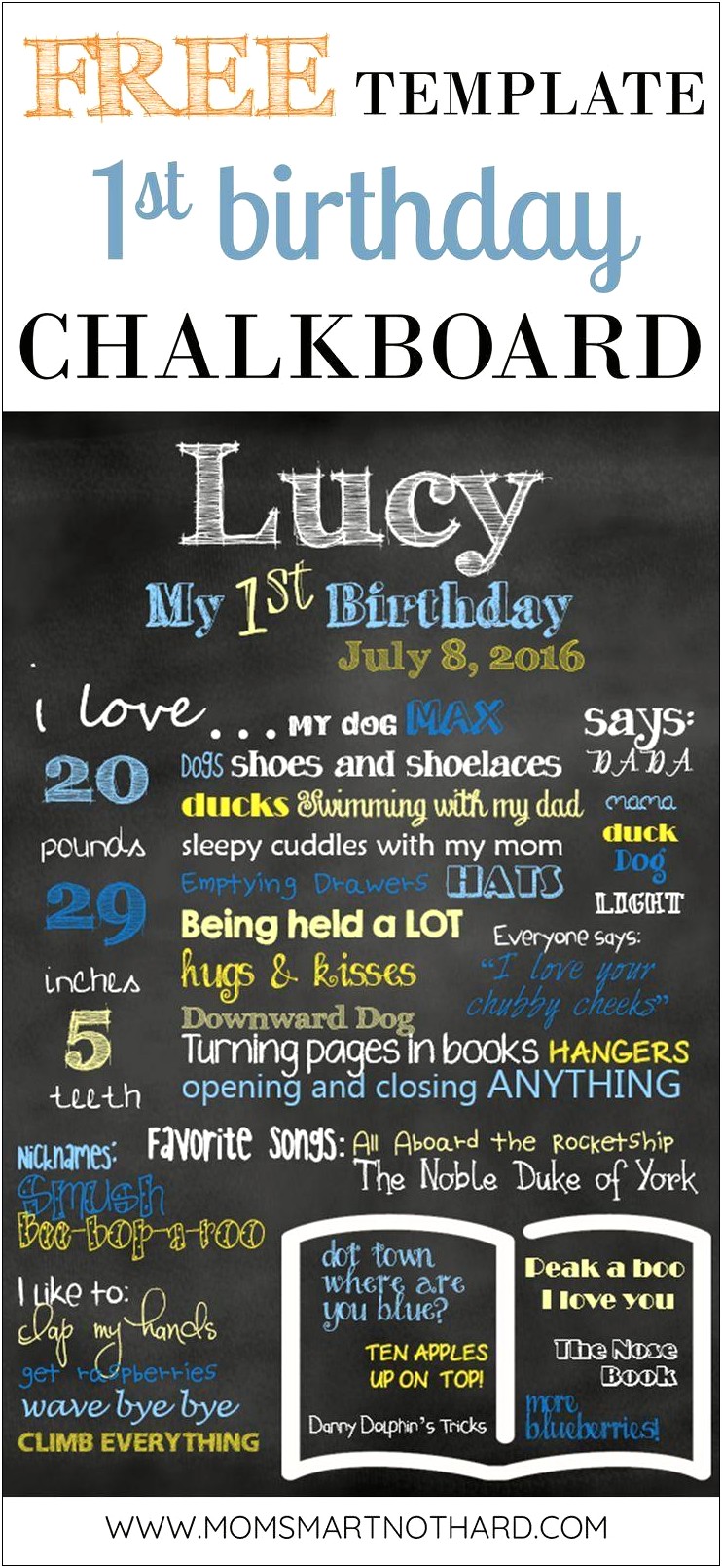 First Birthday Chalk Board Template Free Download