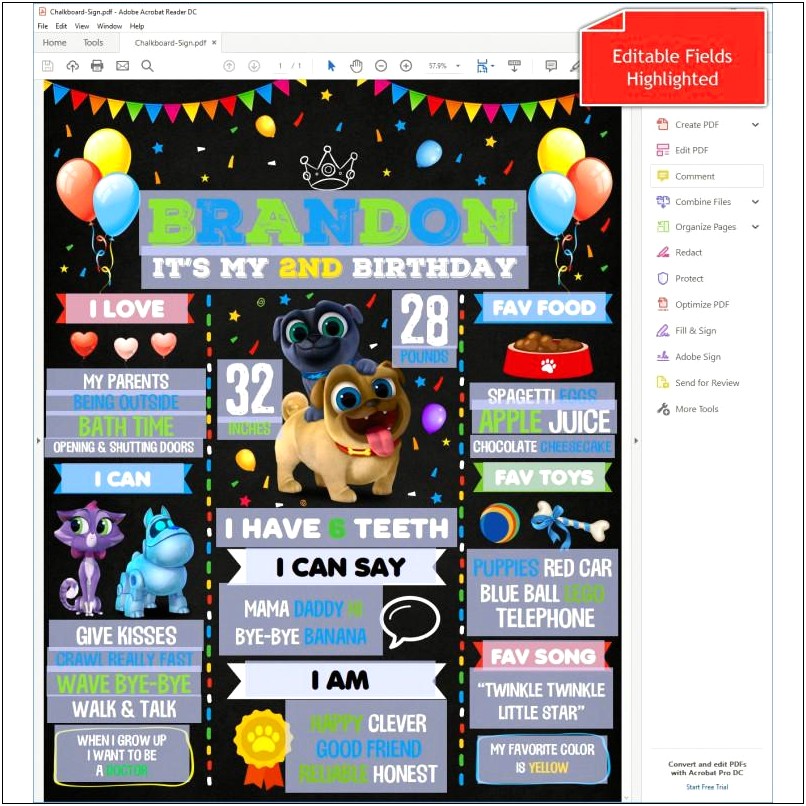 First Birthday Chalkboard Poster Free Template