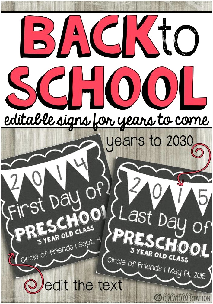 First Day Of School Sign Template Free Word