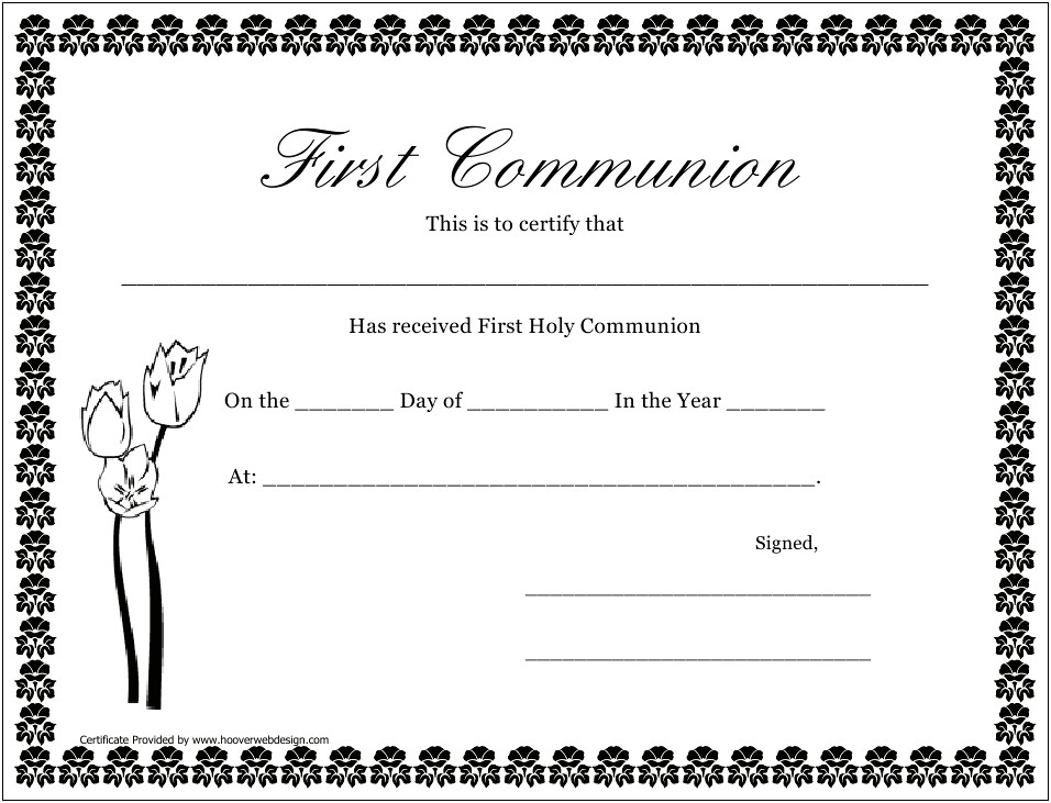 First Holy Communion Certificate Template Free