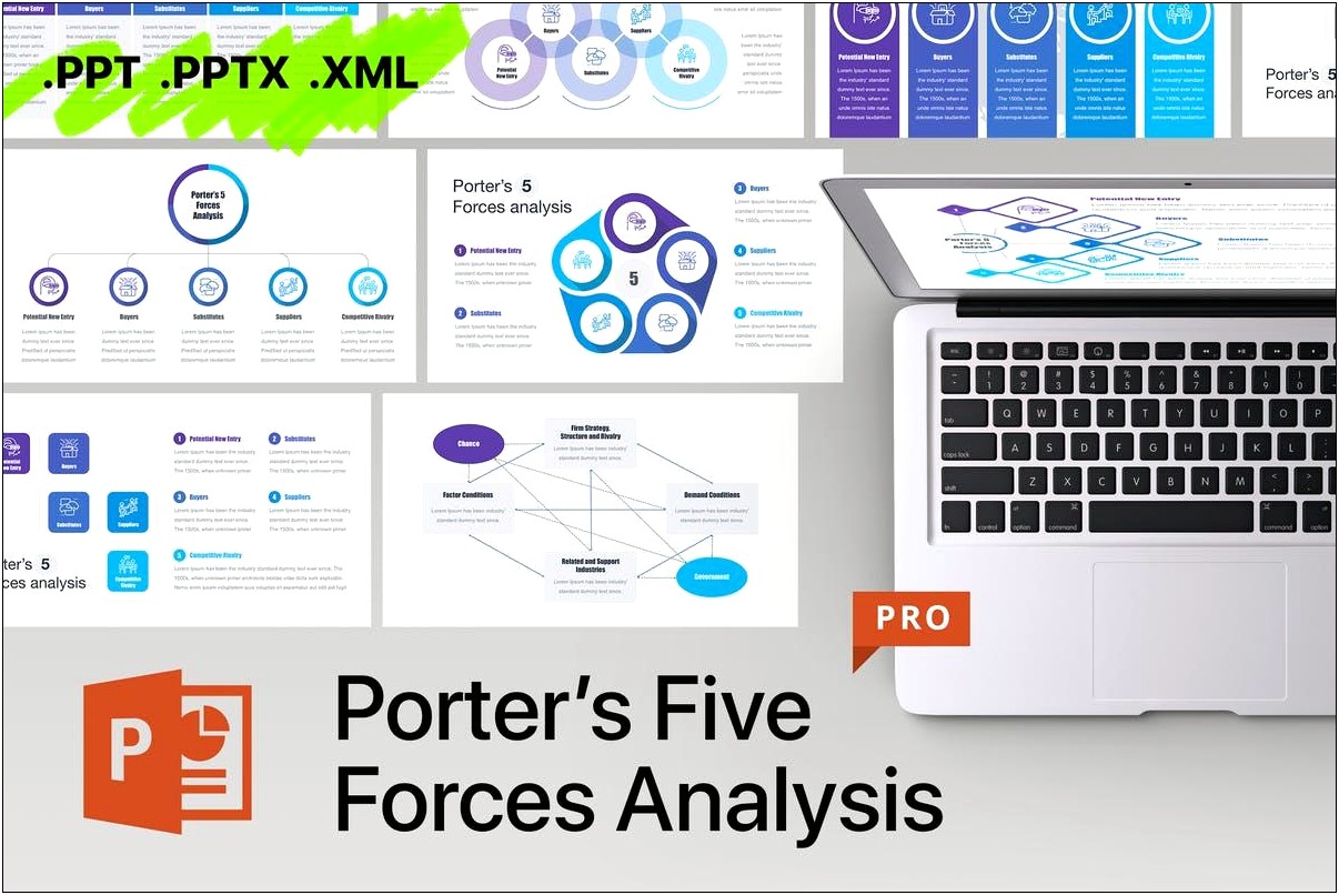 Five Porters Forces Analysis Powerpoint Template Free Download