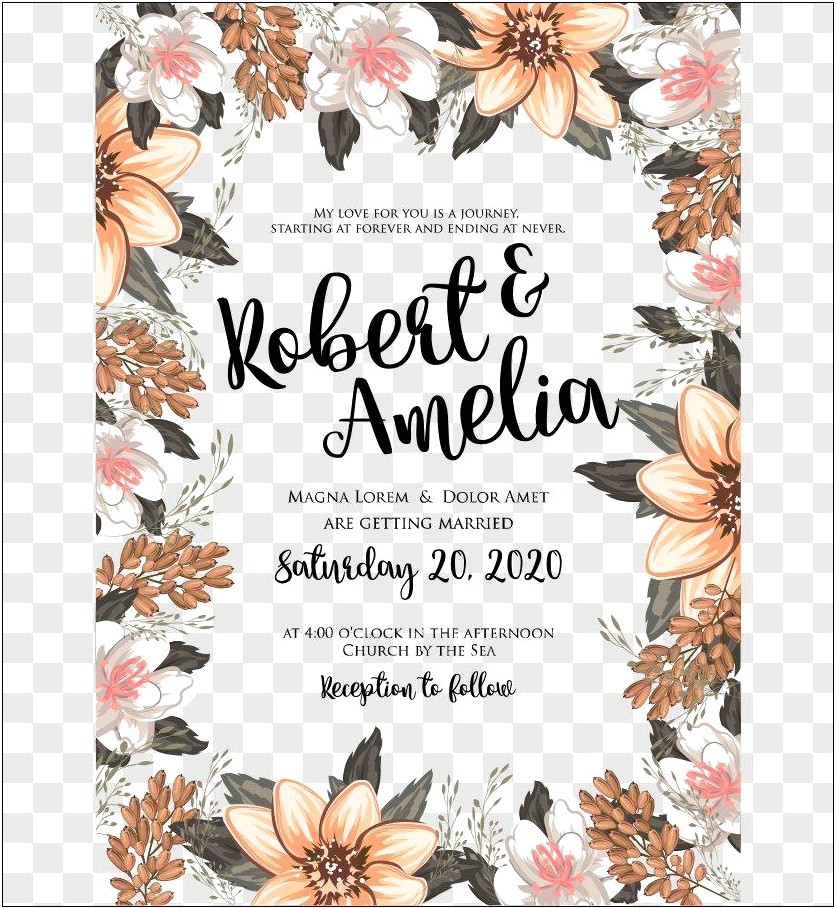 Floral Design For Wedding Invitation Vector