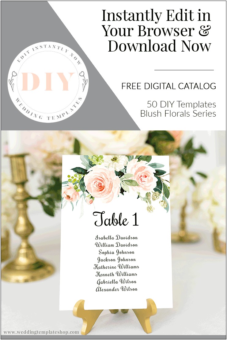 Floral Wedding Seating Chart Template Free