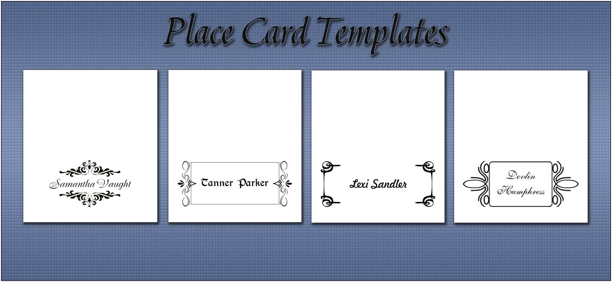 Folded Place Card Free Template Word