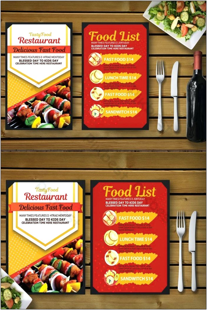 Food Menu Card Template Free Download