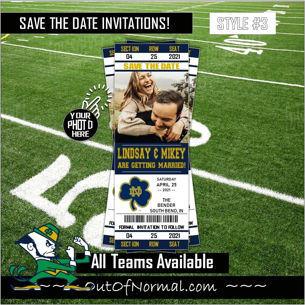 Football Ticket Save The Date Template Free