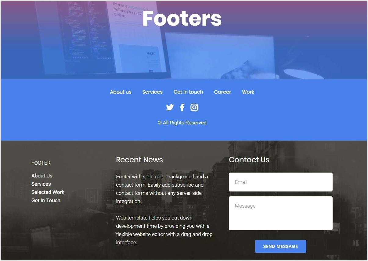 Footer Template In Html Free Download With Icons