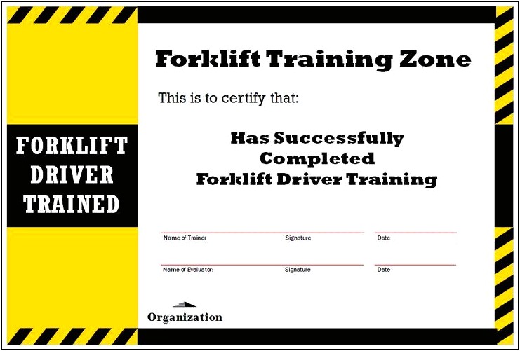 Forklift Certification Wallet Card Template Free