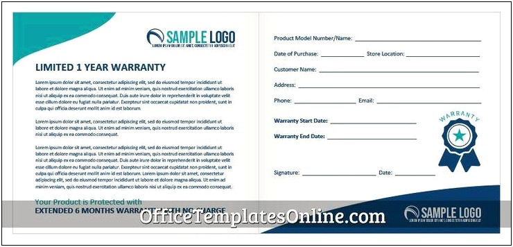 Free 1 Year Warranty Template Word For Download