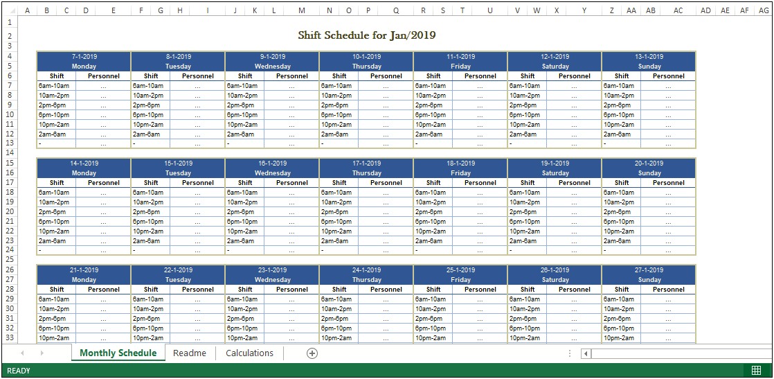 Free 12 Hour Rotating Shift Schedule Template