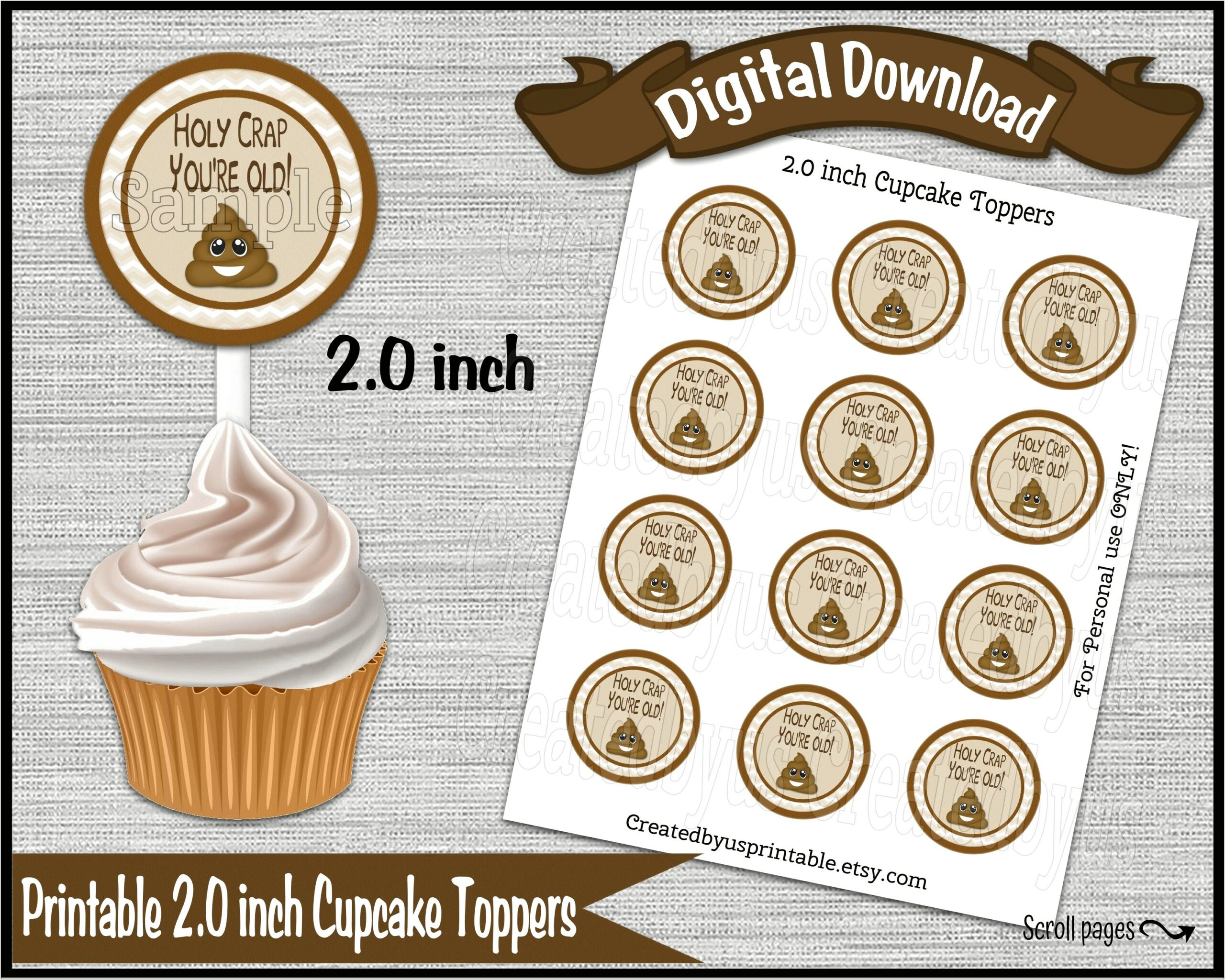 Free 2 Inch Cupcake Topper Template