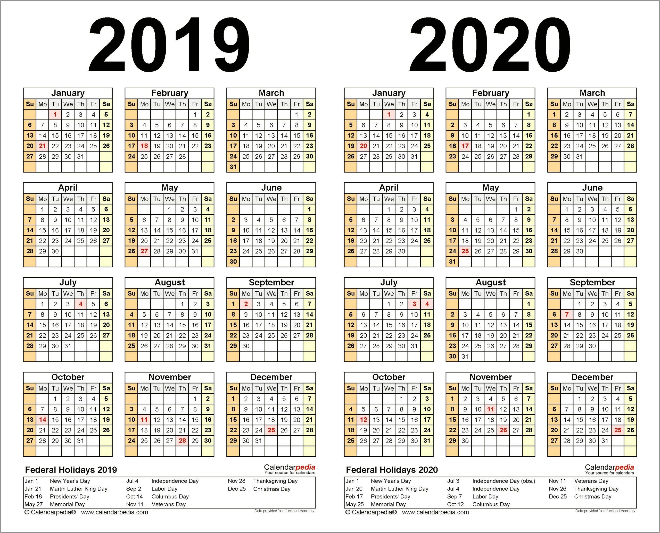 Free 2 Month Calendar Template 2019