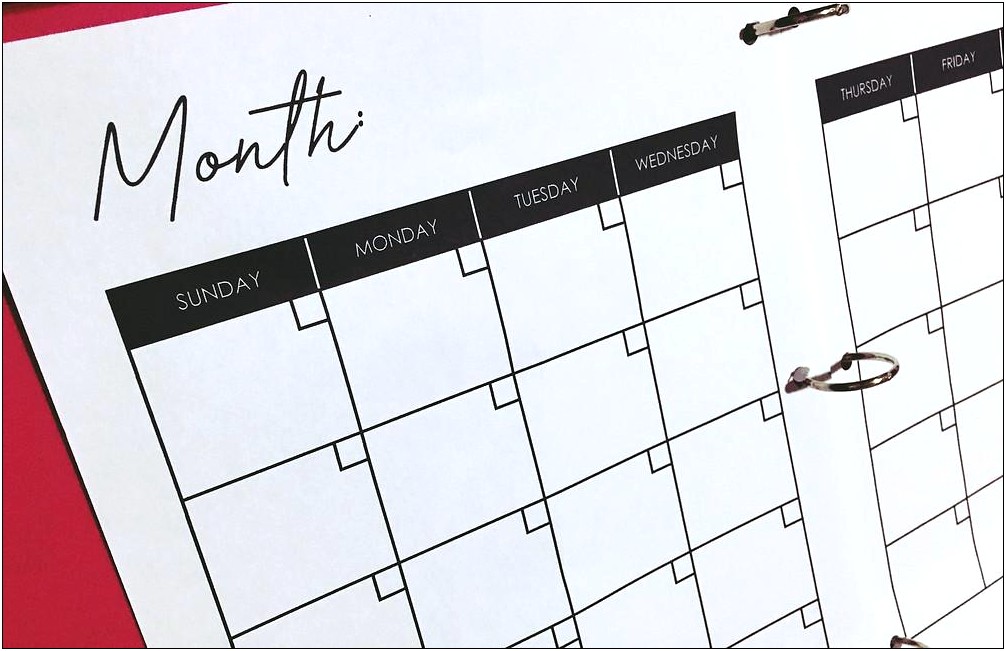 Free 2 Page Monthly Undated Calendar Template