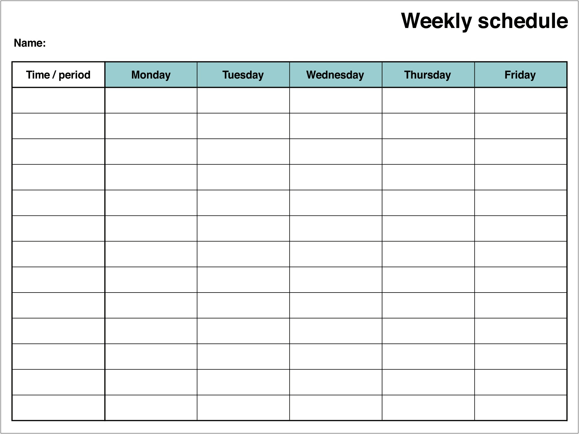 Free 2 Week Work Schedule Template