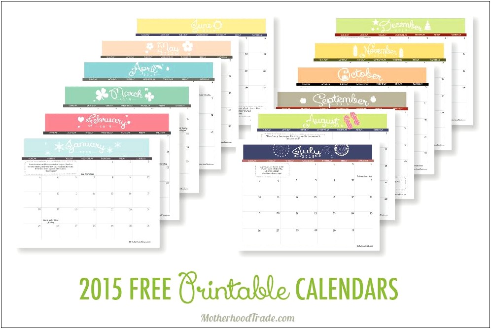 Free 2015 Calendar With Holidays Template