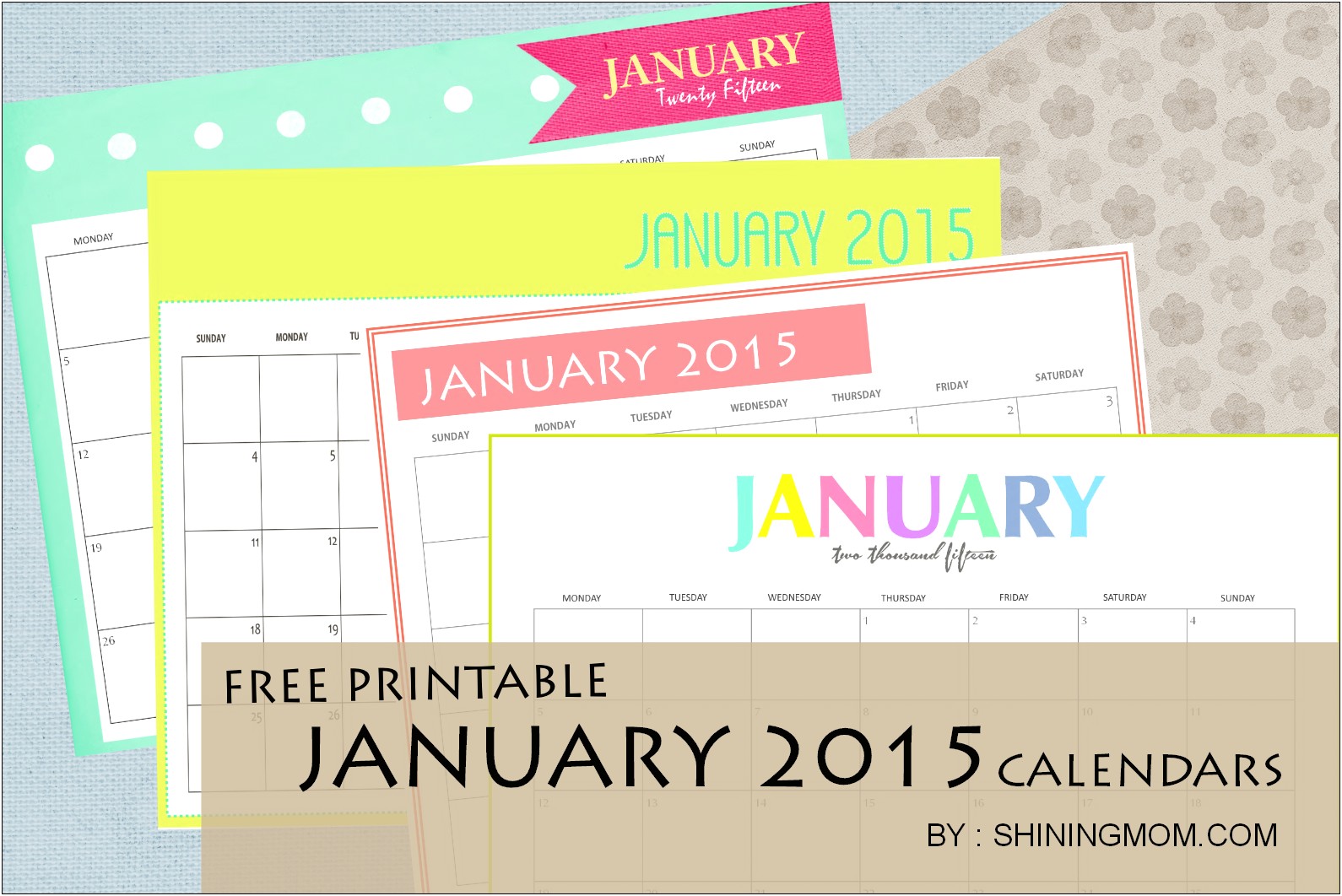 Free 2015 One Page Calendar Template