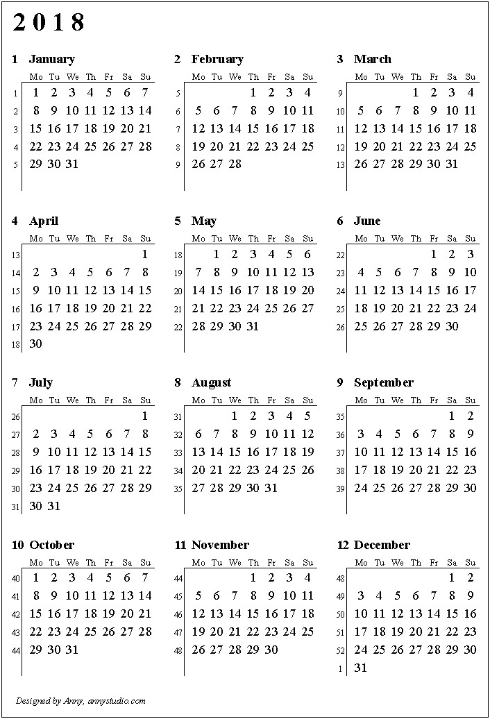Free 2018 And 2019 Calendar Template