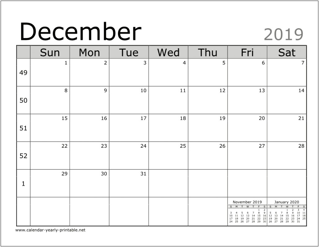 Free 2019 12 Month Calendar Template