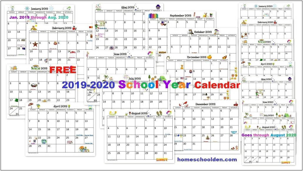 Free 2019 2020 School Calendar Templates