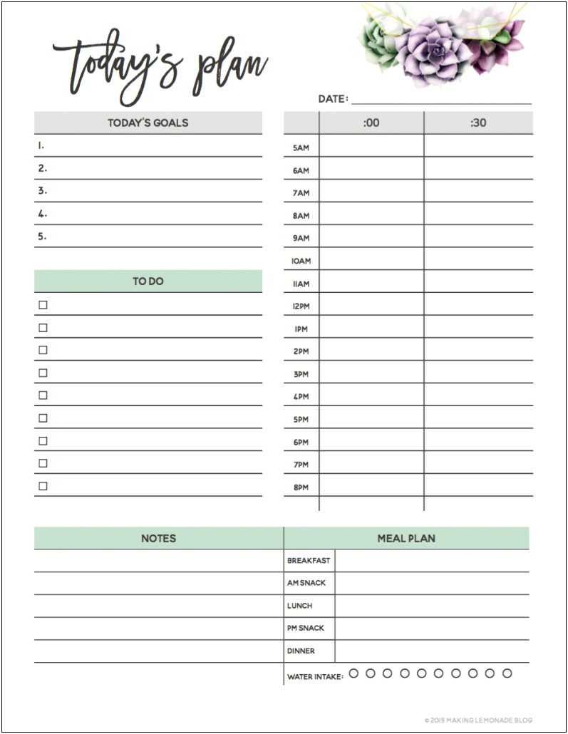 Free 2020 Daily Planner Template Word