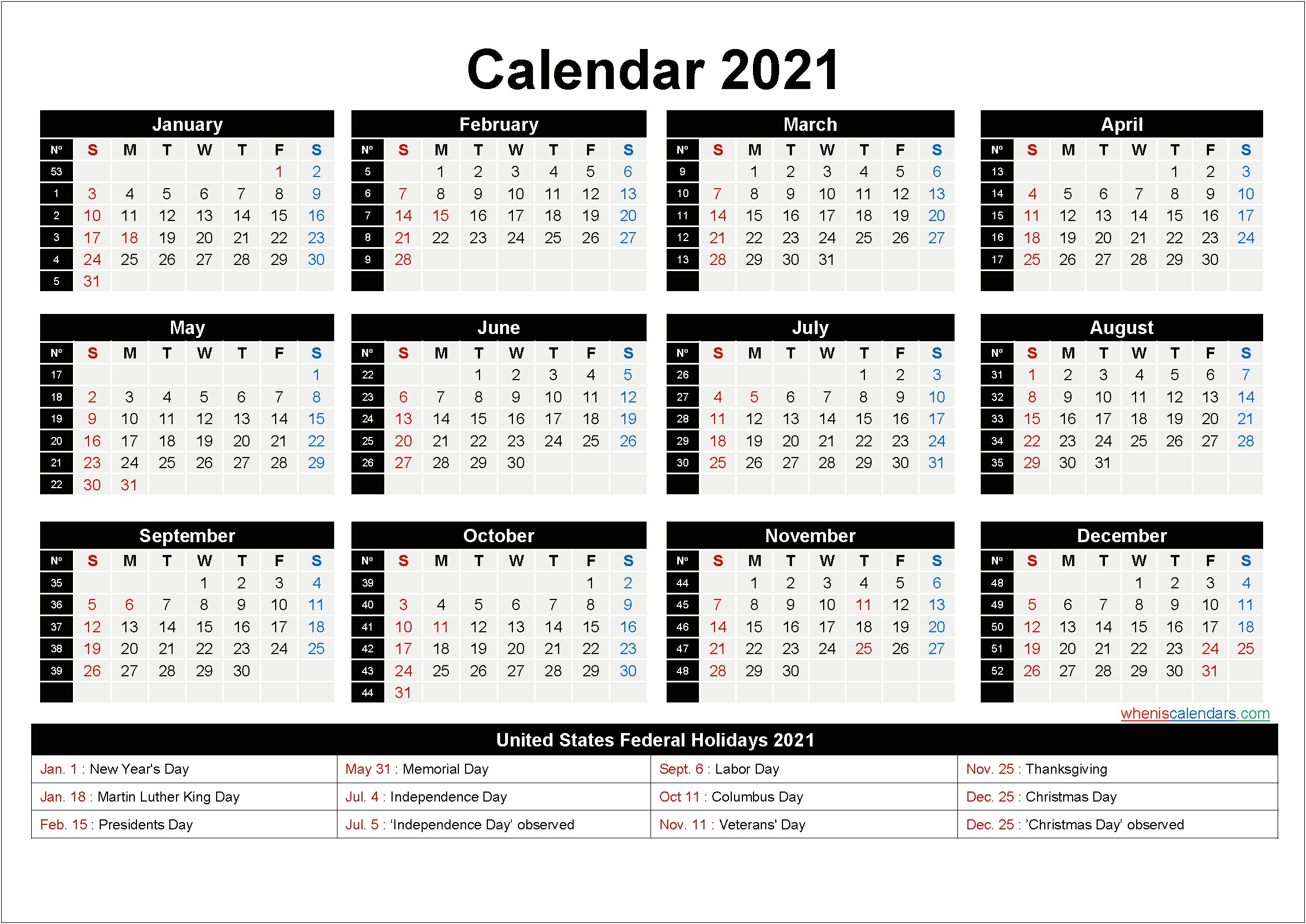Free 2020 Monthly Calendar Template Word With Holidays