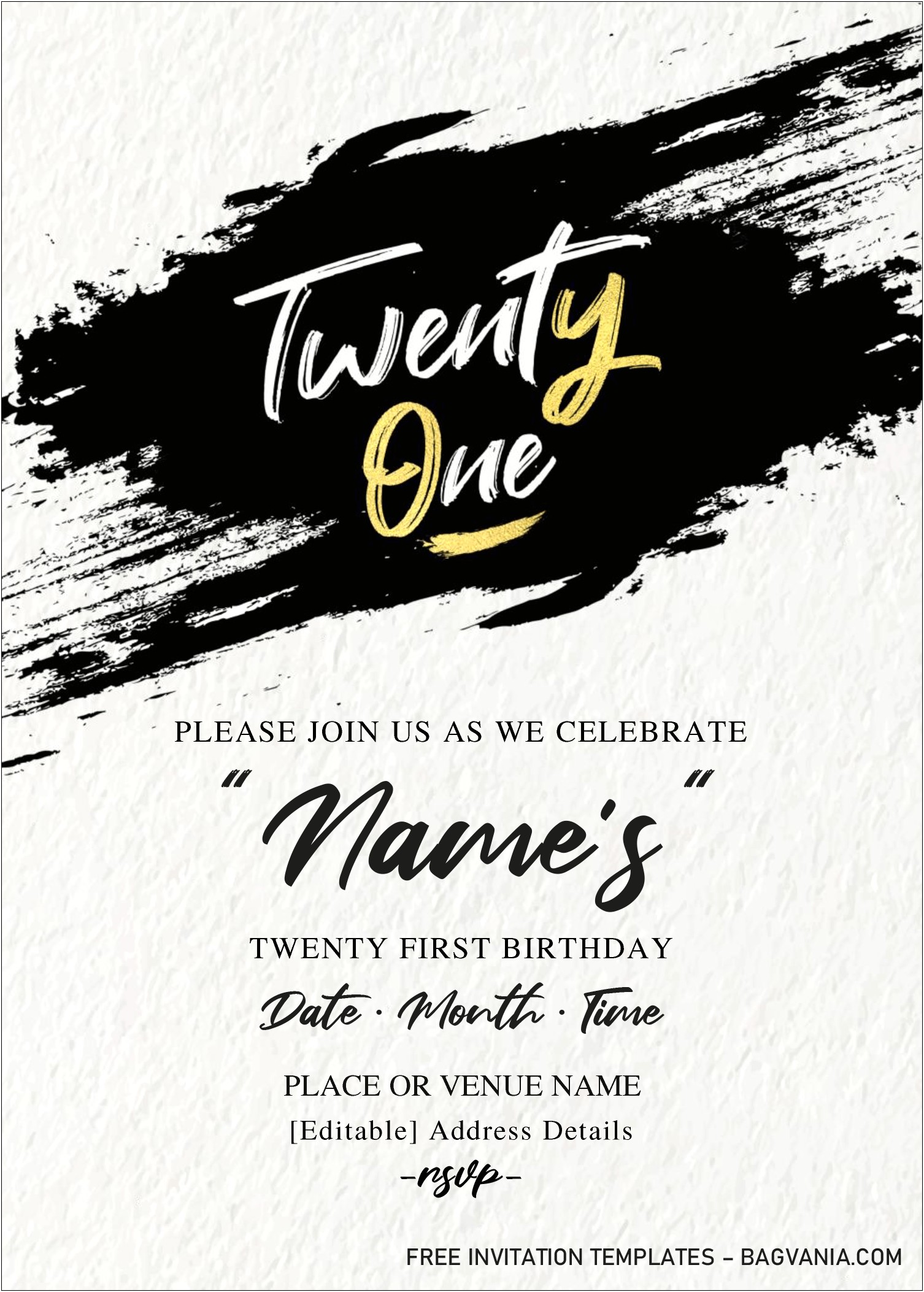 Free 21st Birthday Invitation Card Templates