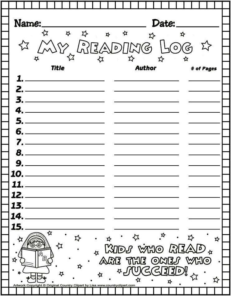 Free 2nd Grade Reading Log Template