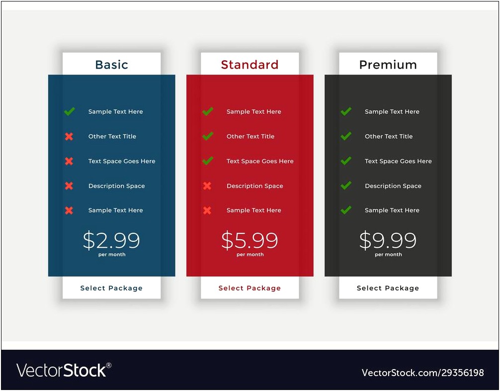 Free 3 Column Pricing Page Template