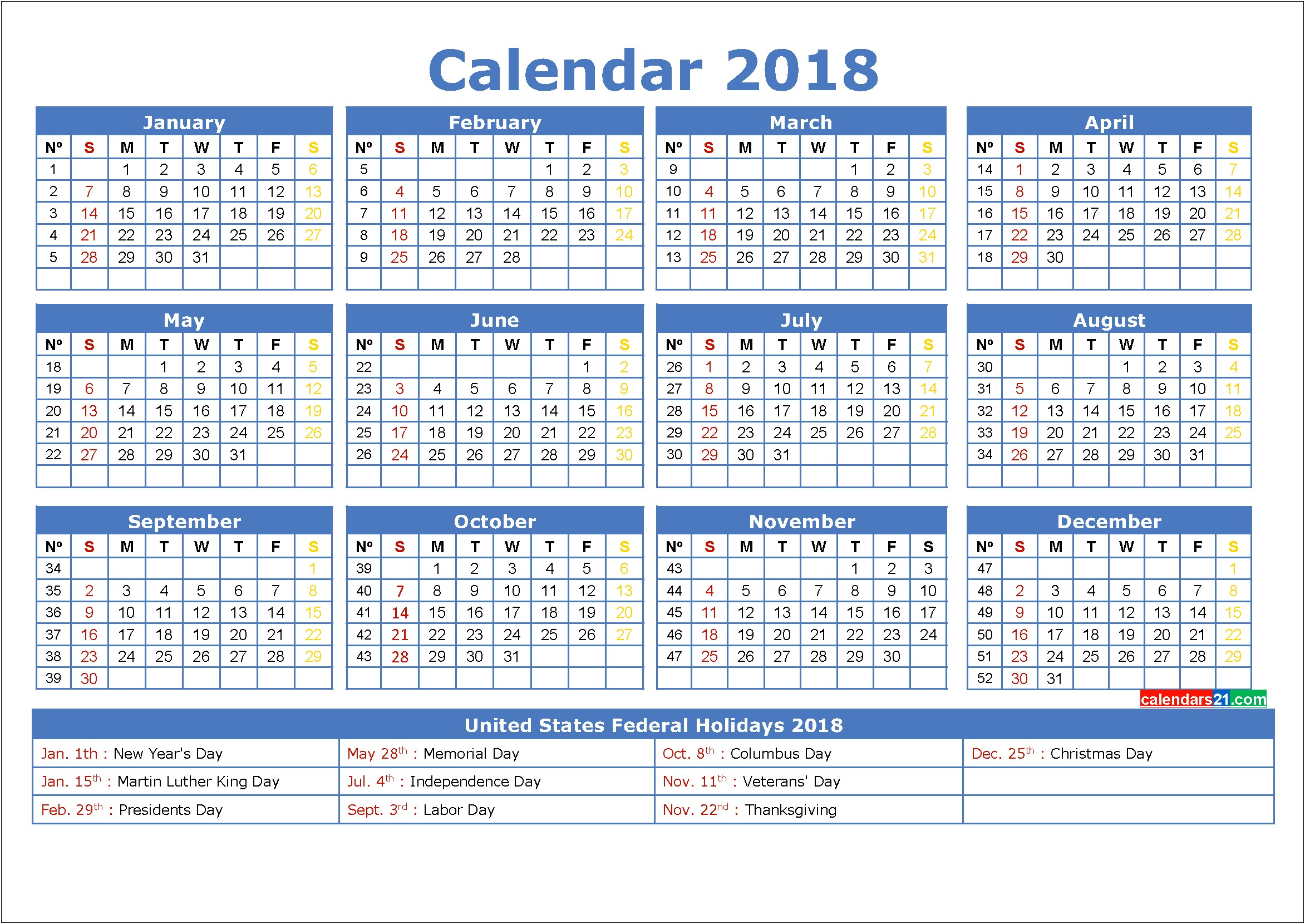 Free 3 Month Calendar Template 2018