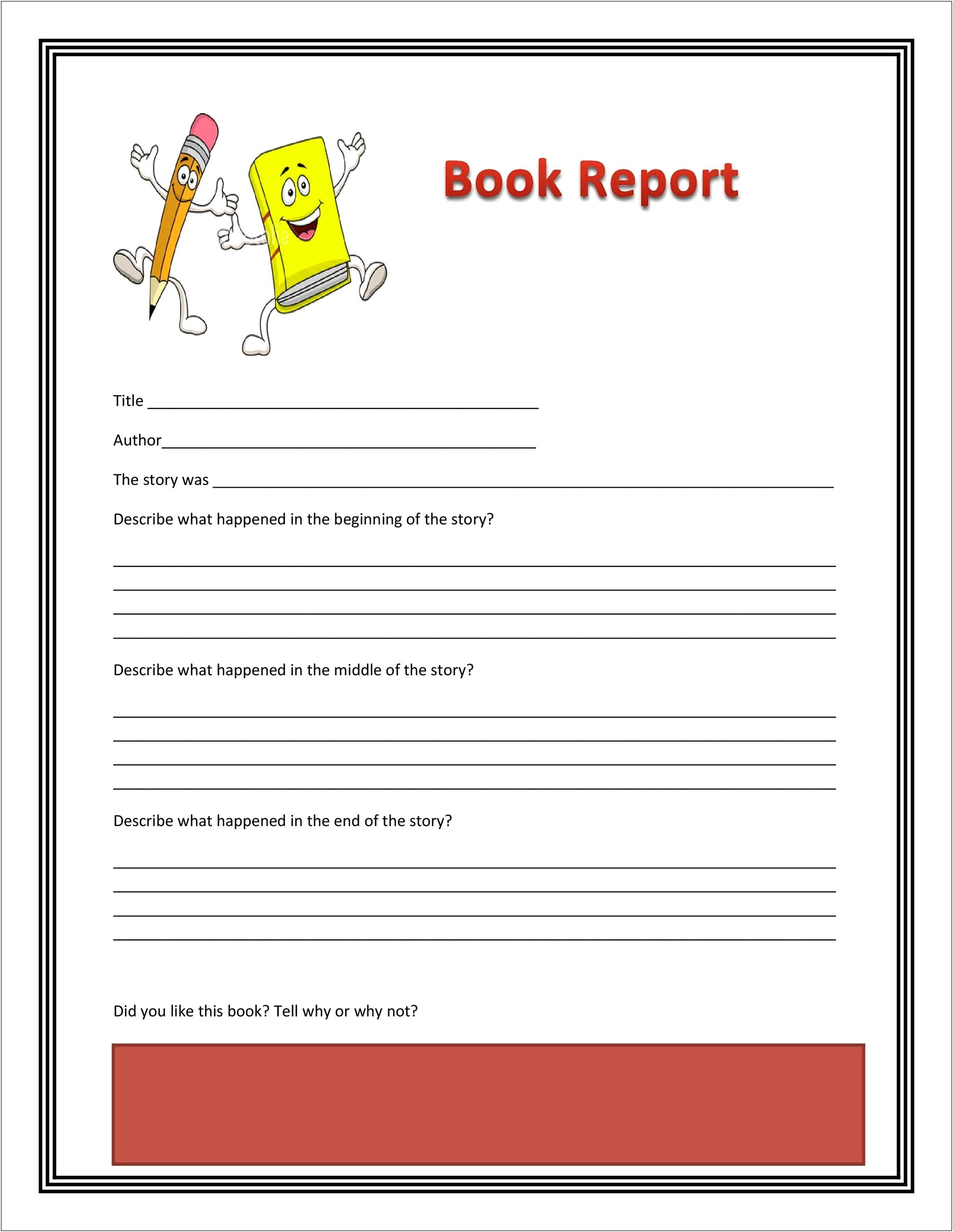 Free 3rd Grade Book Report Template