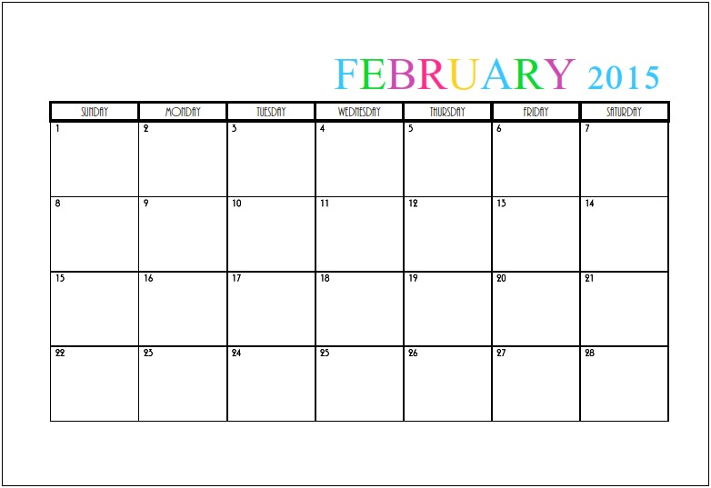 Free 4 Month Calendar Template 2015
