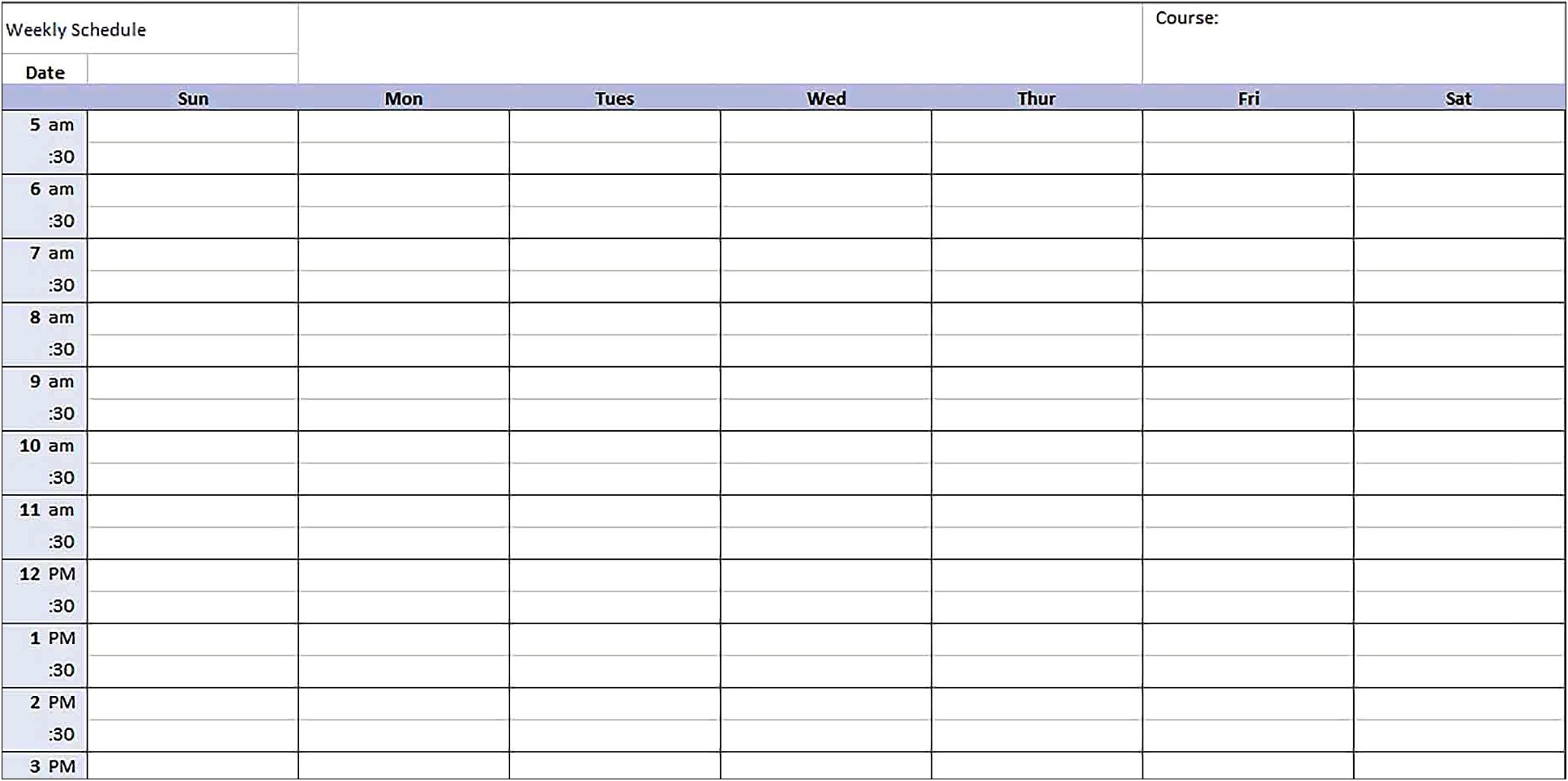 Free 5 Day Weekly List Template