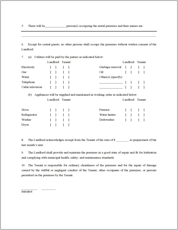 Free 6 Month Tenancy Agreement Template