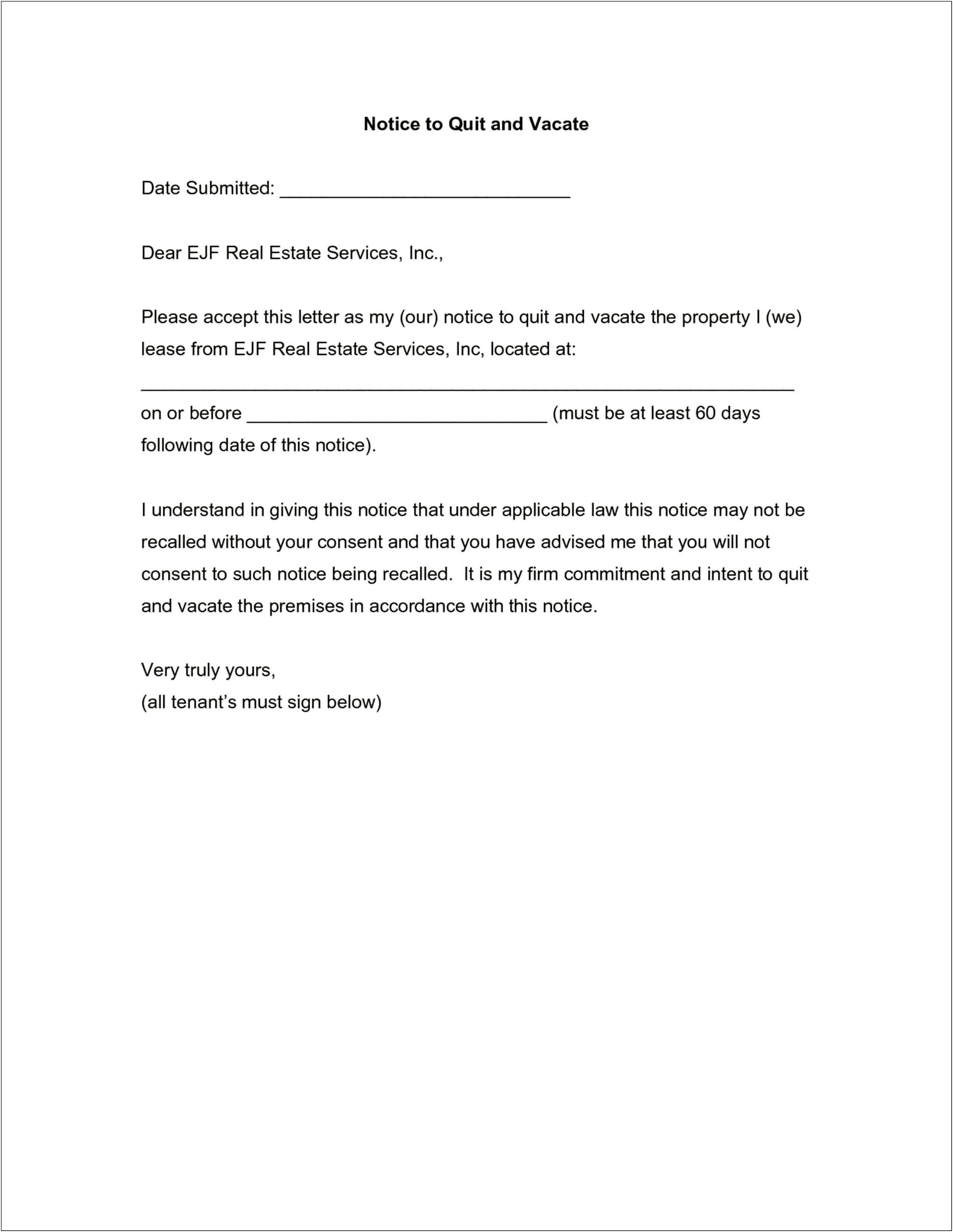 Free 6o Day Eviction Notice Template