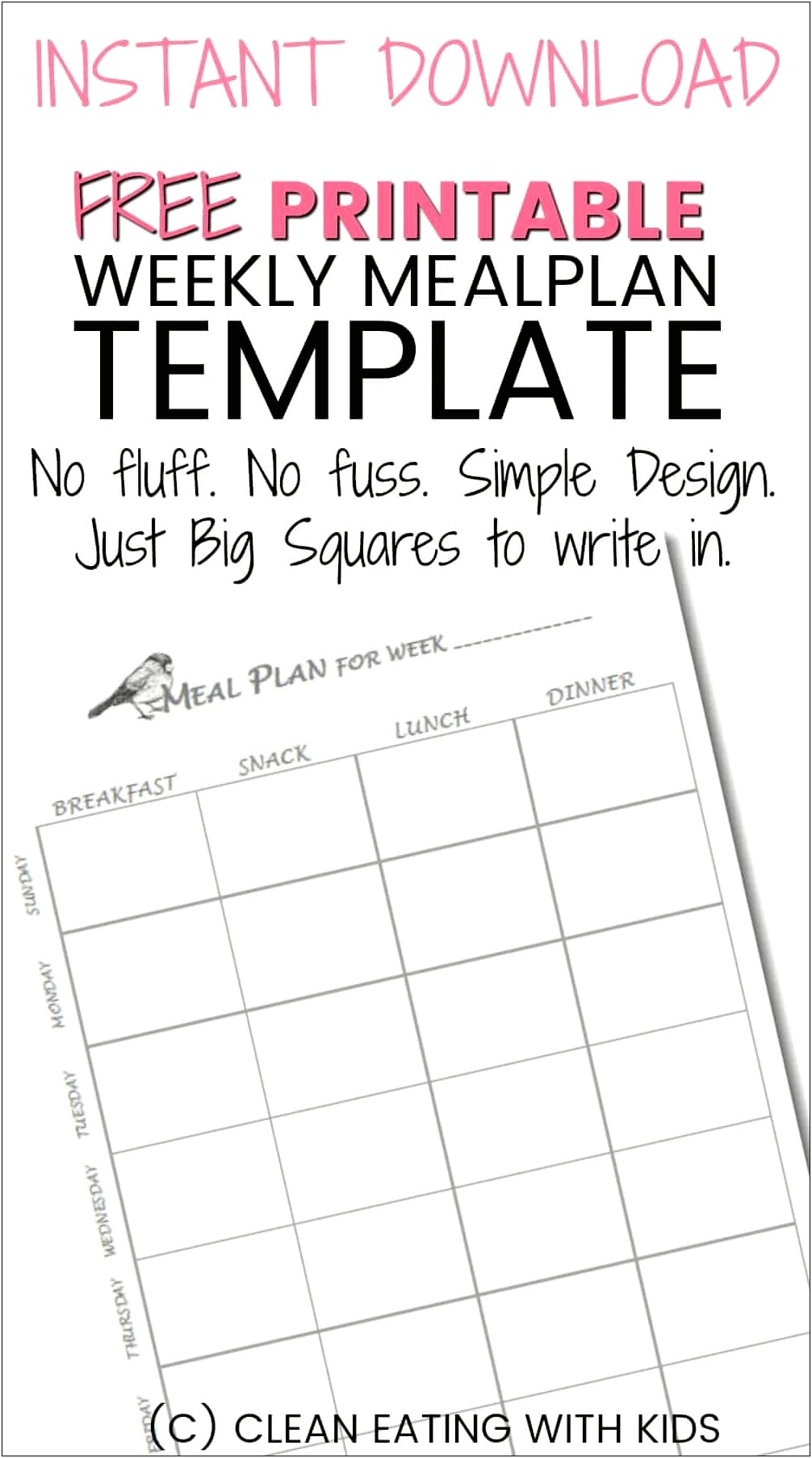 Free 7 Day Meal Planner Template