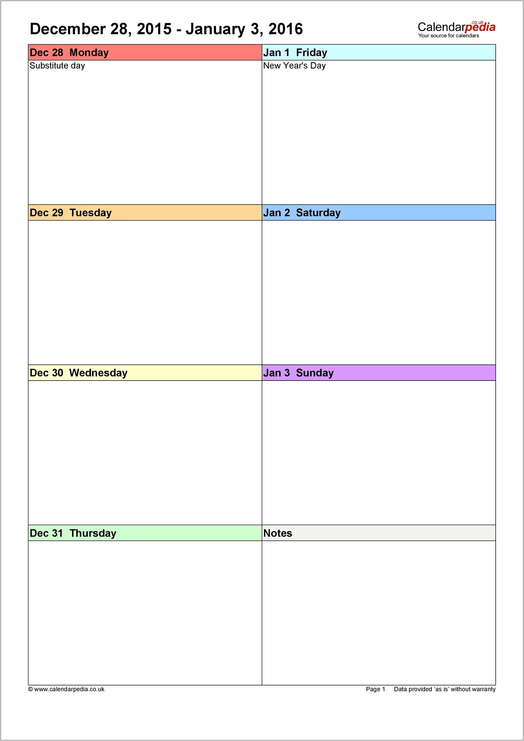 Free 7 Day Weekly Planner Template