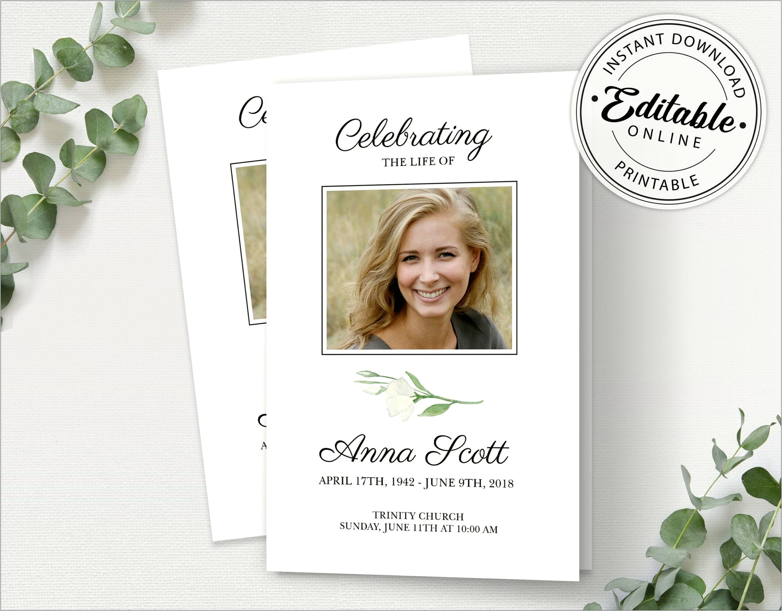 Free A4 Funeral Order Of Service Template