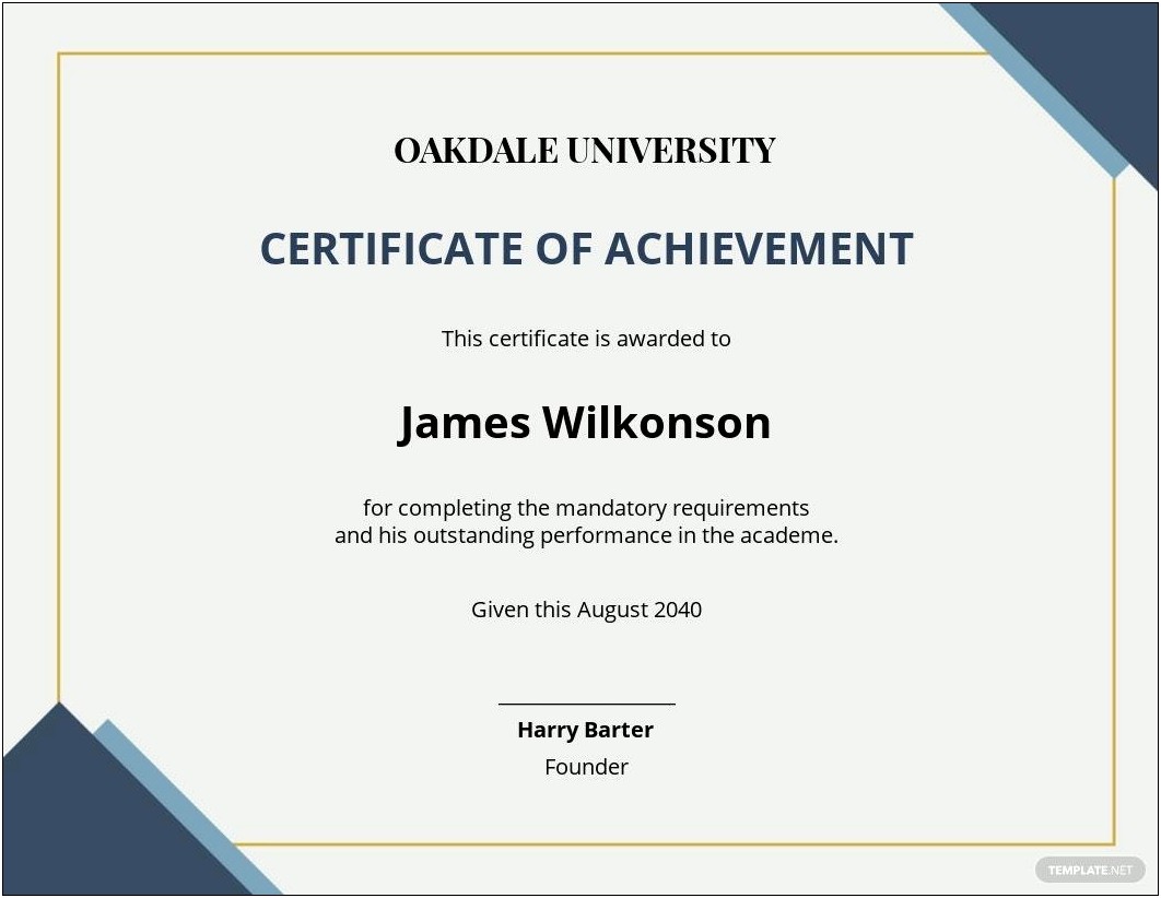 Free Academic Achievement Award Certificate Template
