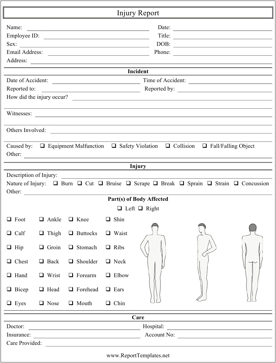 Free Accident Incident Report Form Template