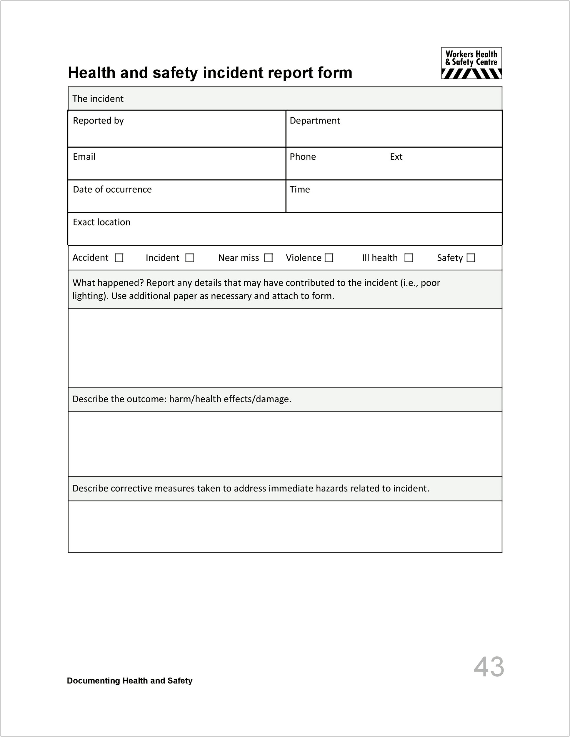 Free Accident Report Form Template Uk