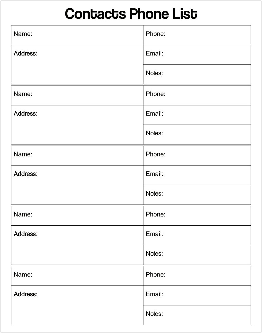 Free Address Book Template For Word