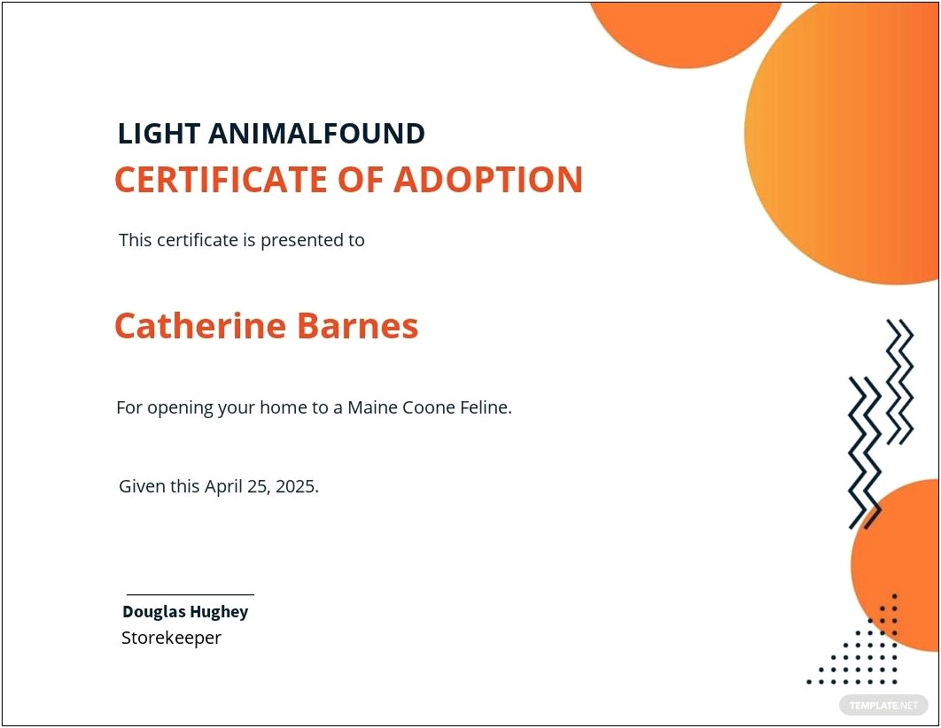 Free Adoption Certificate Template Word Guinea Pig
