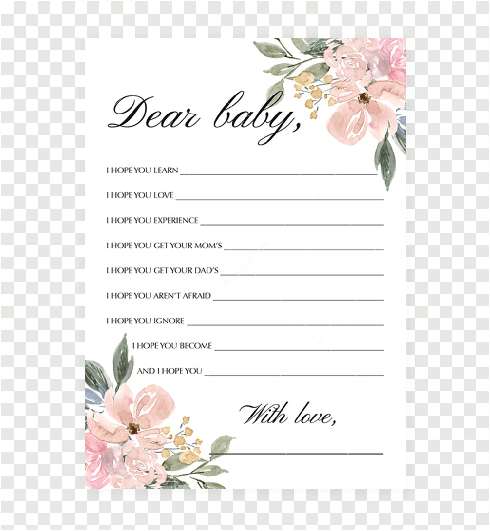 Free Advice Card Template For Baby Shower